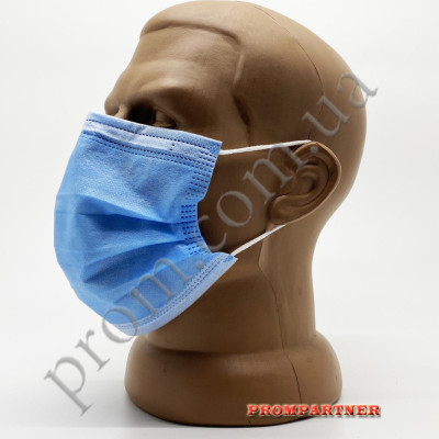 Одноразова Маска, тришарова на резинках для обличчя