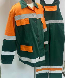 Костюм робочий ДОРОЖНИКА, (куртка+напівком) тканина 100 хб, костюм зі світловідбиваючими стрічками 52-54 рост5-6
