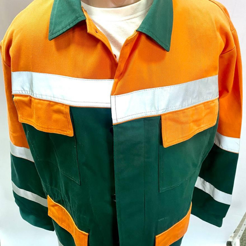 Костюм робочий ДОРОЖНИКА, (куртка+напівком) тканина 100 хб, костюм зі світловідбиваючими стрічками 52-54 рост5-6