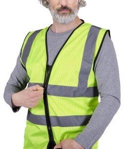 Жилет сигнальний світловідбивний дорожник на застібці, колір зелений, лимонний REIS ( розмір 2XL)