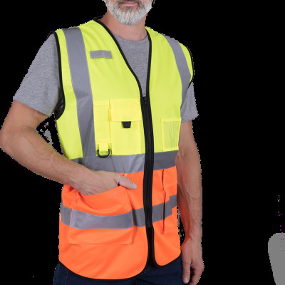 Жилет сигнальний дорожній жовто-помаранчевий KOS-ZIP YP