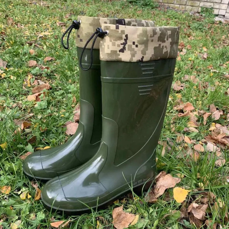 Чоботи чоловічі, високі з нашитою вставкою 'Мисливець'