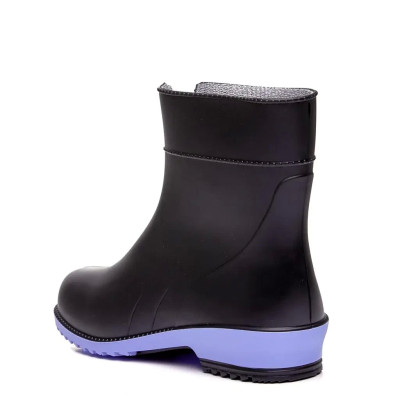 САПОГИ ЖЕНСКИЕ РЕЗИНОВЫЕ ПОЛУСАПОГИ - ЧОРНО/ БІРЮЗА /ЧОРНІ, чоботи жіночі чорні L-767-2-BF
