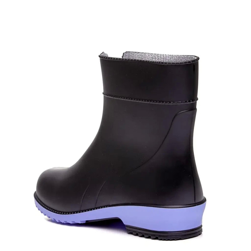 САПОГИ ЖЕНСКИЕ РЕЗИНОВЫЕ ПОЛУСАПОГИ - ЧОРНО/ БІРЮЗА /ЧОРНІ, чоботи жіночі чорні L-767-2-BF
