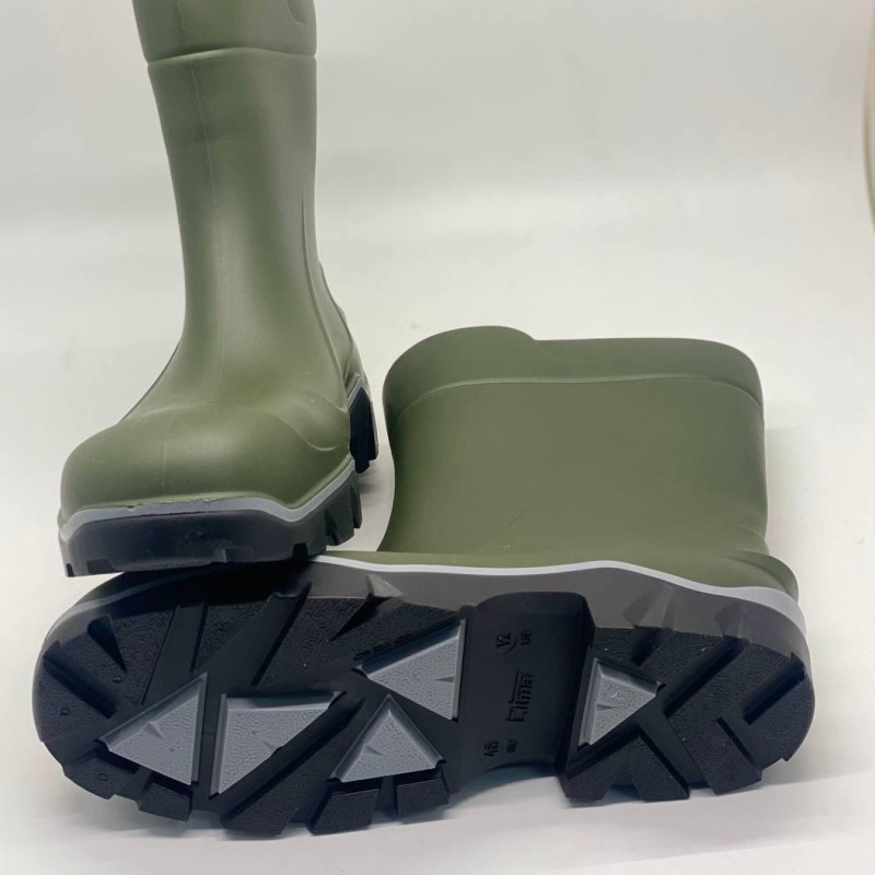 Чоботи гумові чоловічі Литма колір хакі, сапоги резиновые мужские серая вставка