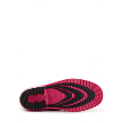 САПОГИ ЖЕНСКИЕ РЕЗИНОВЫЕ ПОЛУСАПОГИ - ЧОРНО/РОЖЕВО/ЧОРНІ, чоботи жіночі чорні L-767-2-BF