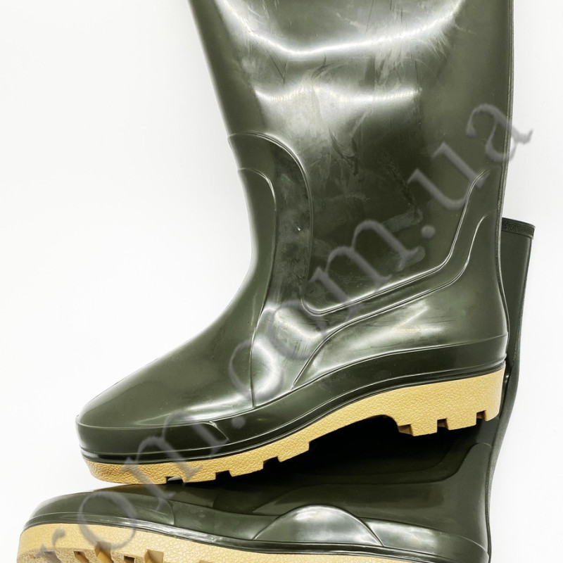 Чоботи ПВХ двошарові зелені, чоловічі (в наявності 45,46) Робоче взуття захист від води,,висота 30 см