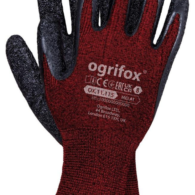 Рукавички робочі Ogrifox OX-MELAT з покриттям спіненого латексу, REIS (розмір 9)