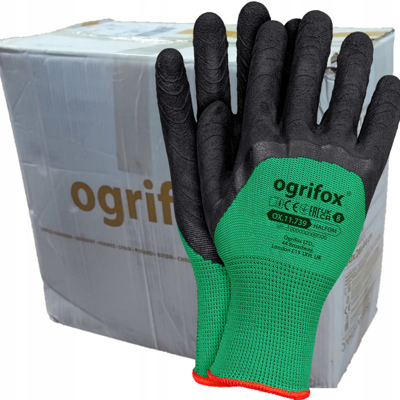 Рукавички робочі захисні з латексним покриттям ogrifox OX-HALFOM ZB розмір 10