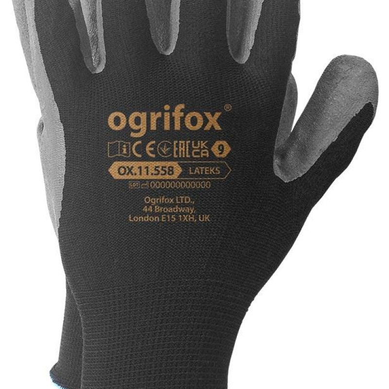 Рукавички робочі Ogrifox OX-LATEKS з покриттям спіненого латексу, REIS (розмір 9, 10)
