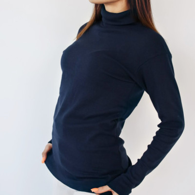 Гольф водолазка женская цвет темно синий, гольф утеплений жіночий, гольф зимовий