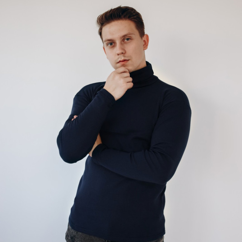 Гольф утеплений темно синій, 80б/в 20пє, гольф зимний цвет темно синий