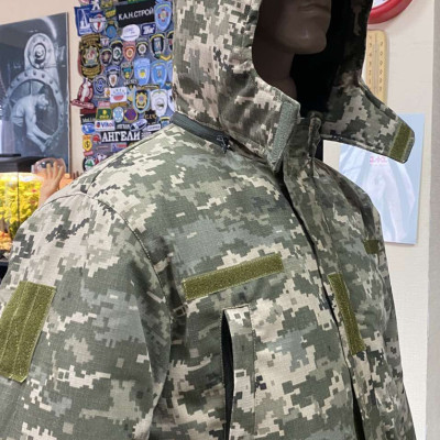 Куртка зимова піксель із капюшоном, бушлат піксель, Утеплена куртка камуфльована