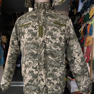 Куртка зимова піксель із капюшоном, бушлат піксель, Утеплена куртка камуфльована