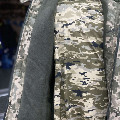 Куртка зимова піксель із капюшоном, бушлат піксель, Утеплена куртка камуфльована