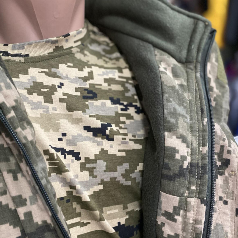 Куртка зимова піксель із капюшоном, бушлат піксель, Утеплена куртка камуфльована