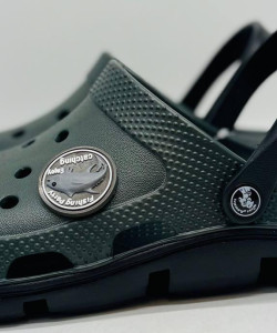 Кроксы сланцы Jose Amorales колір хакі/чорні , шлёпанцы мужские, крокси чоловічі