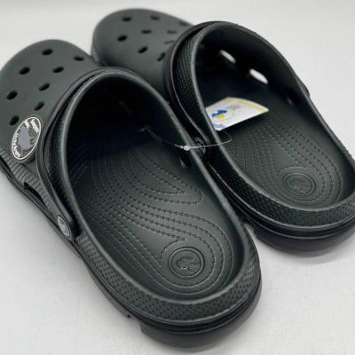 Кроксы сланцы Jose Amorales колір хакі/чорні , шлёпанцы мужские, крокси чоловічі