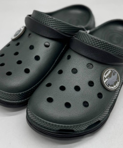 Кроксы сланцы Jose Amorales колір хакі/чорні , шлёпанцы мужские, крокси чоловічі