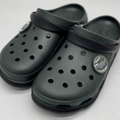 Кроксы сланцы Jose Amorales колір хакі/чорні , шлёпанцы мужские, крокси чоловічі