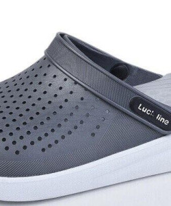 Крокси чоловічі  темно сірі Luck line  крокси мужские силикон  , стильные кроксы мужские, подошва пвх
