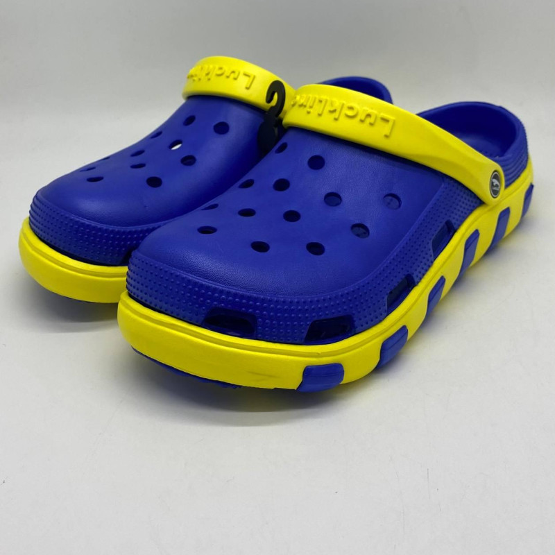 Крокси чоловічі Luckline ЄВА кроксы мужские пенка , стильные кроксы мужские жовто-блакитні