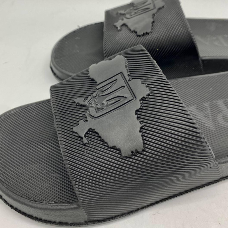 Шльопанці сланці, шлёпанцы мужские, сланцы мужские, шльопанці патріотичні чорні с гербом