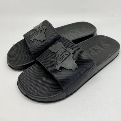 Шльопанці сланці, шлёпанцы мужские, сланцы мужские, шльопанці патріотичні чорні с гербом