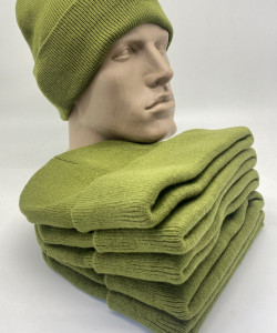 Шапка зимова з підворотом, колір олива