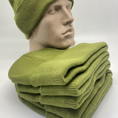 Шапка зимова з підворотом, колір олива