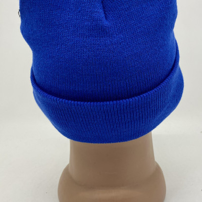 Шапка зимова з підворотом, волошковий колір (синій)