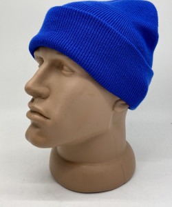 Шапка зимова з підворотом, волошковий колір (синій)