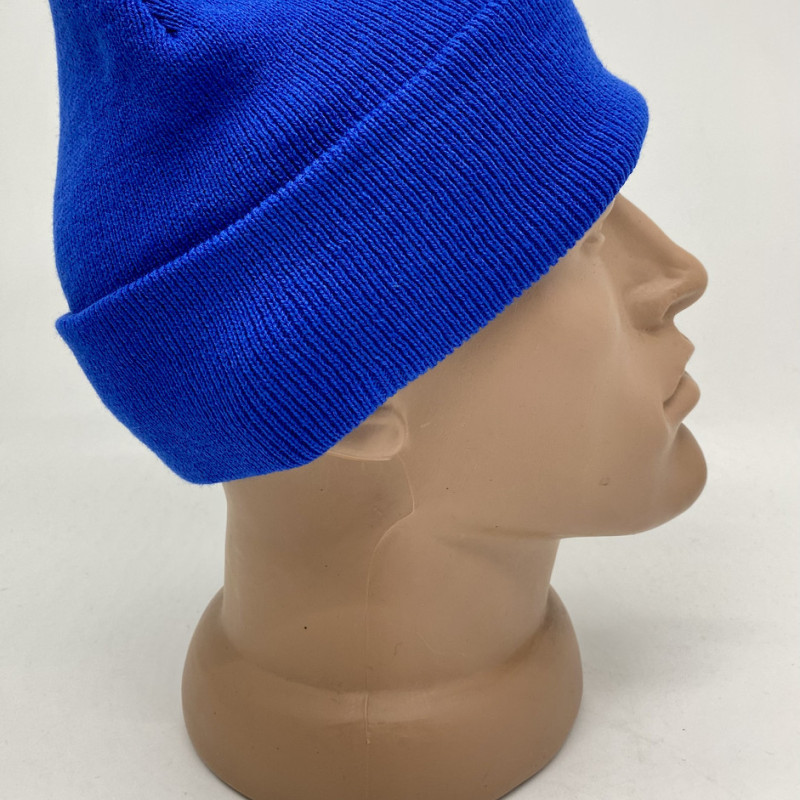 Шапка зимова з підворотом, волошковий колір (синій)