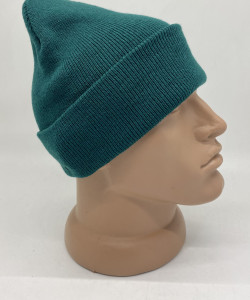 Шапка зимова з підворотом, колір темно зелений, шапка зелена