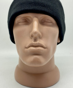 Шапка зимова з підворотом, колір чорний, кашка чорна, шапка робоча з закотом, шапка охороною