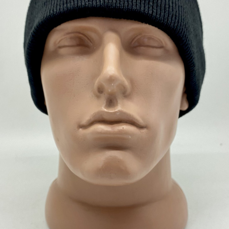 Шапка зимова з підворотом, колір чорний, кашка чорна, шапка робоча з закотом, шапка охороною