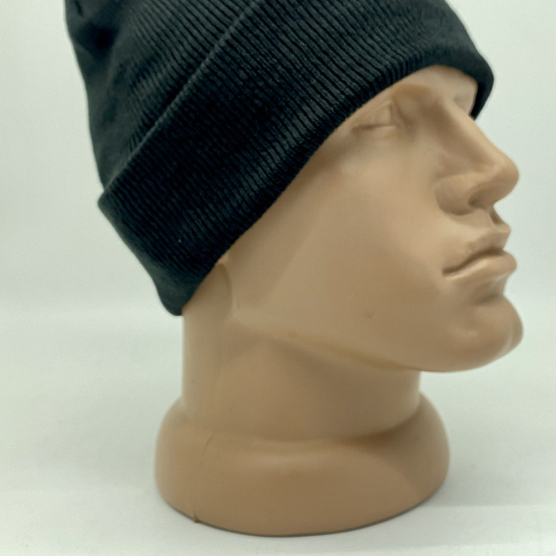 Шапка зимова з підворотом, колір чорний, кашка чорна, шапка робоча з закотом, шапка охороною