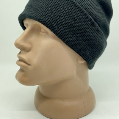 Шапка зимова з підворотом, колір чорний, кашка чорна, шапка робоча з закотом, шапка охороною