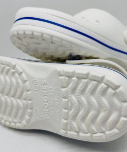 Крокси жіночі білі з синей полосою PROGRESS , кроксы белые женские