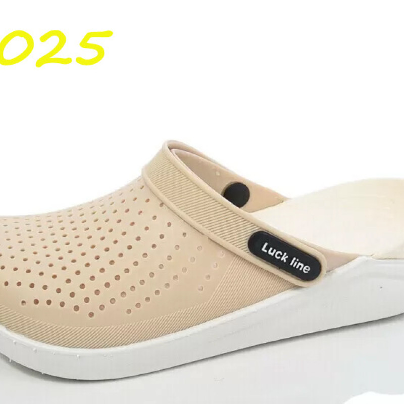 Крокси жіночі Luck line бежевий, крокси жіночі бежеві сілікон  , стильные кроксы женские бежеві , подошва пвх