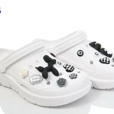 Крокси жіночі DAGO, колір білий з джибіцами, крокси пінка ЕВА крокси жіночі білі