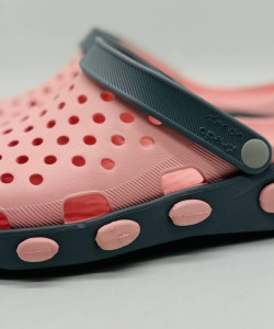 Кроксы жіночі рожеві сланцы KREDO пінк-чорні, сабо жіночі, кроксы женские розовые