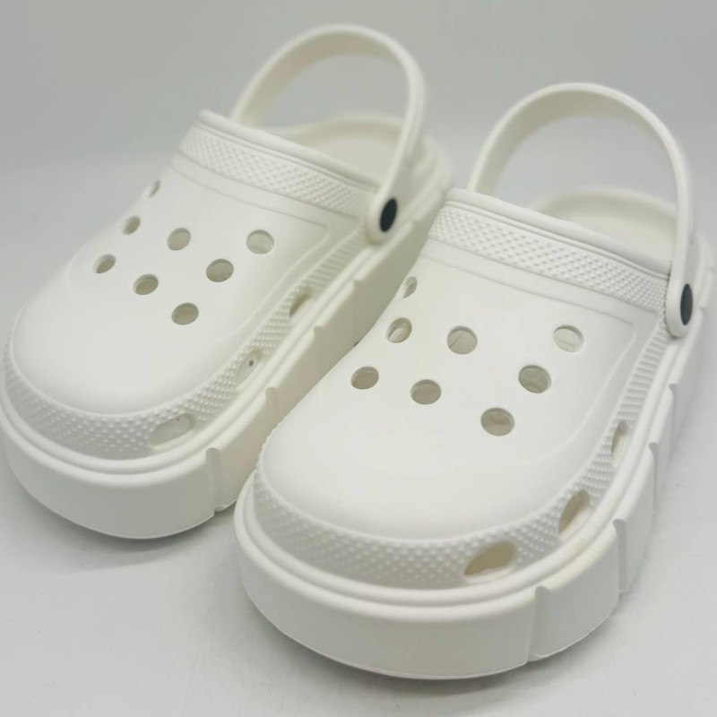 Крокси жіночі на платшорме білі PROGRESS , кроксы белые женские на платформе