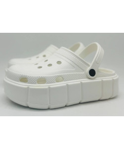 Крокси жіночі на платшорме білі PROGRESS , кроксы белые женские на платформе