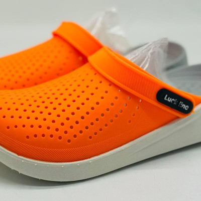 Крокси жіночі Luck line памаранчеві  крокси жіночі сілікон  , стильные кроксы женские орнажевые, подошва пвх