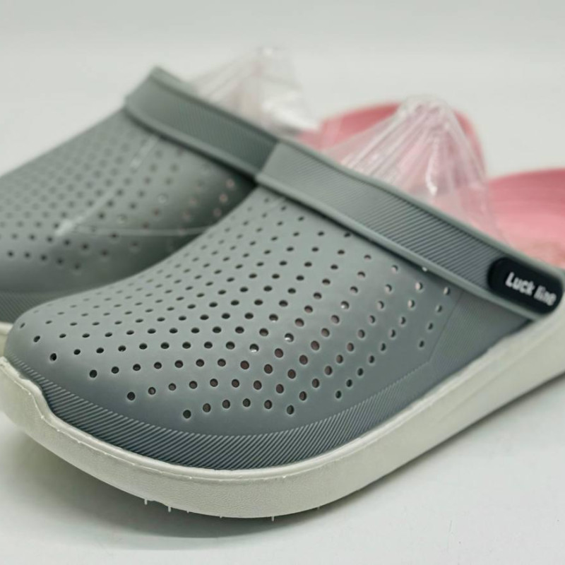 Крокси жіночі сірі Luck line  крокси жіночі сірі сілікон  , стильные кроксы серые женские, подошва пвх
