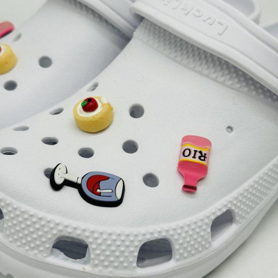 Крокси жіночі білі Luck Line + Джібітси 3 шт , кроксы белые женские