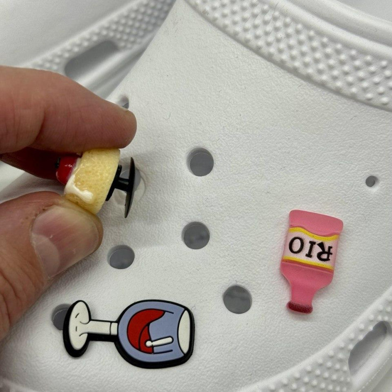 Крокси жіночі білі Luck Line + Джібітси 3 шт , кроксы белые женские