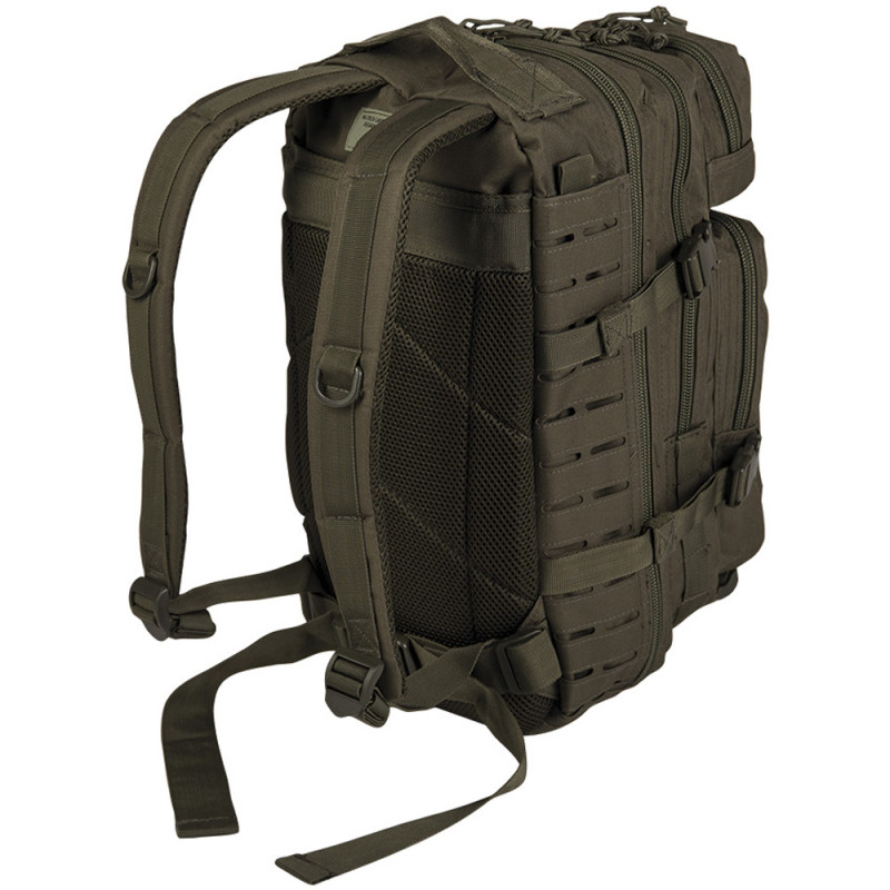 Рюкзак Mil-Tec тактичний, 20л US Assault Pack SM Laser Cut, колір оливкової (розмір В42 х Ш20 x Г25 см)