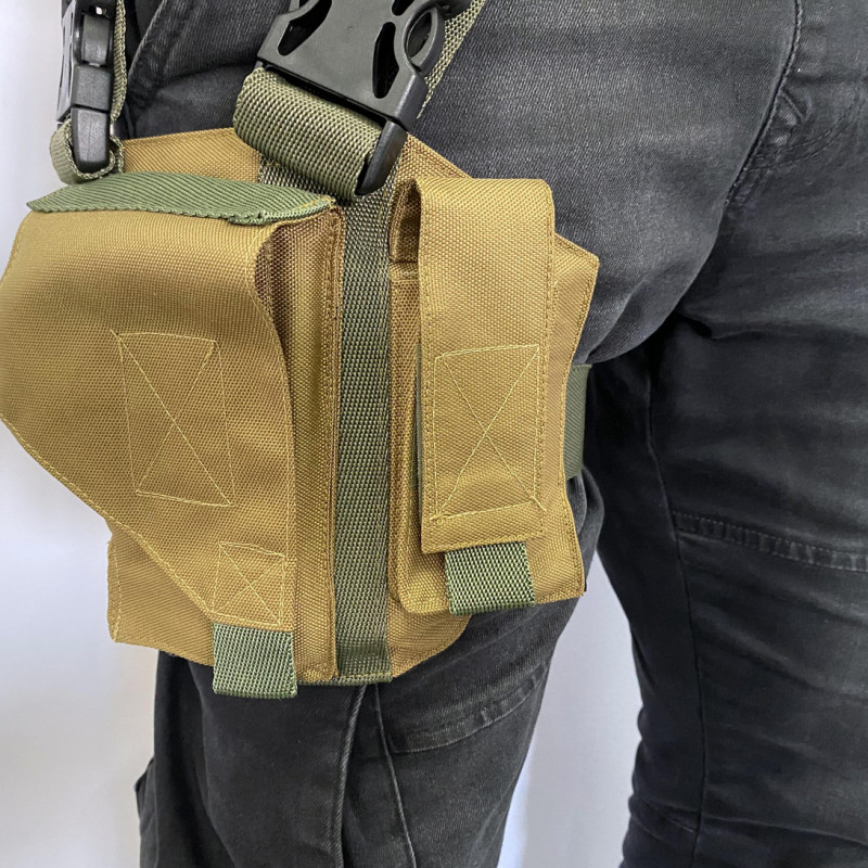 Кобура набедрена, універсальна для ПМ, ФОРТ, ТТ, тк. кордура, колір койот, чорний